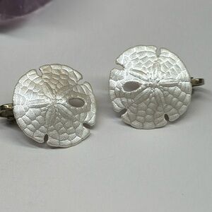 Vintage sand dollar clip on earrings